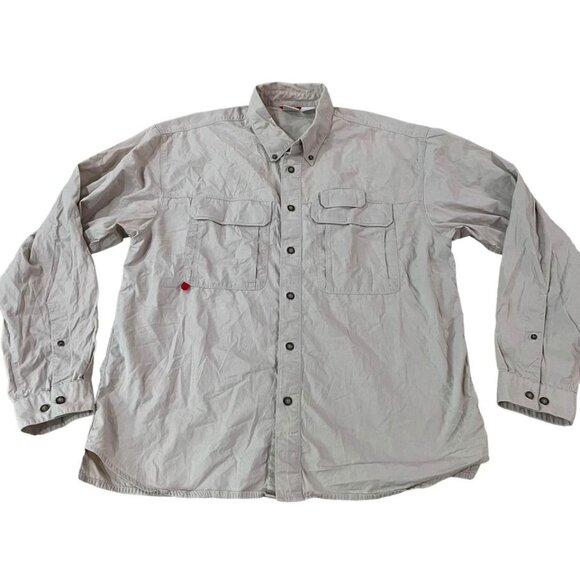 The North Face Safari Shirt Men’s Size Large Khaki Cotton Long Sleeve Hiking Out - Picture 1 of 5